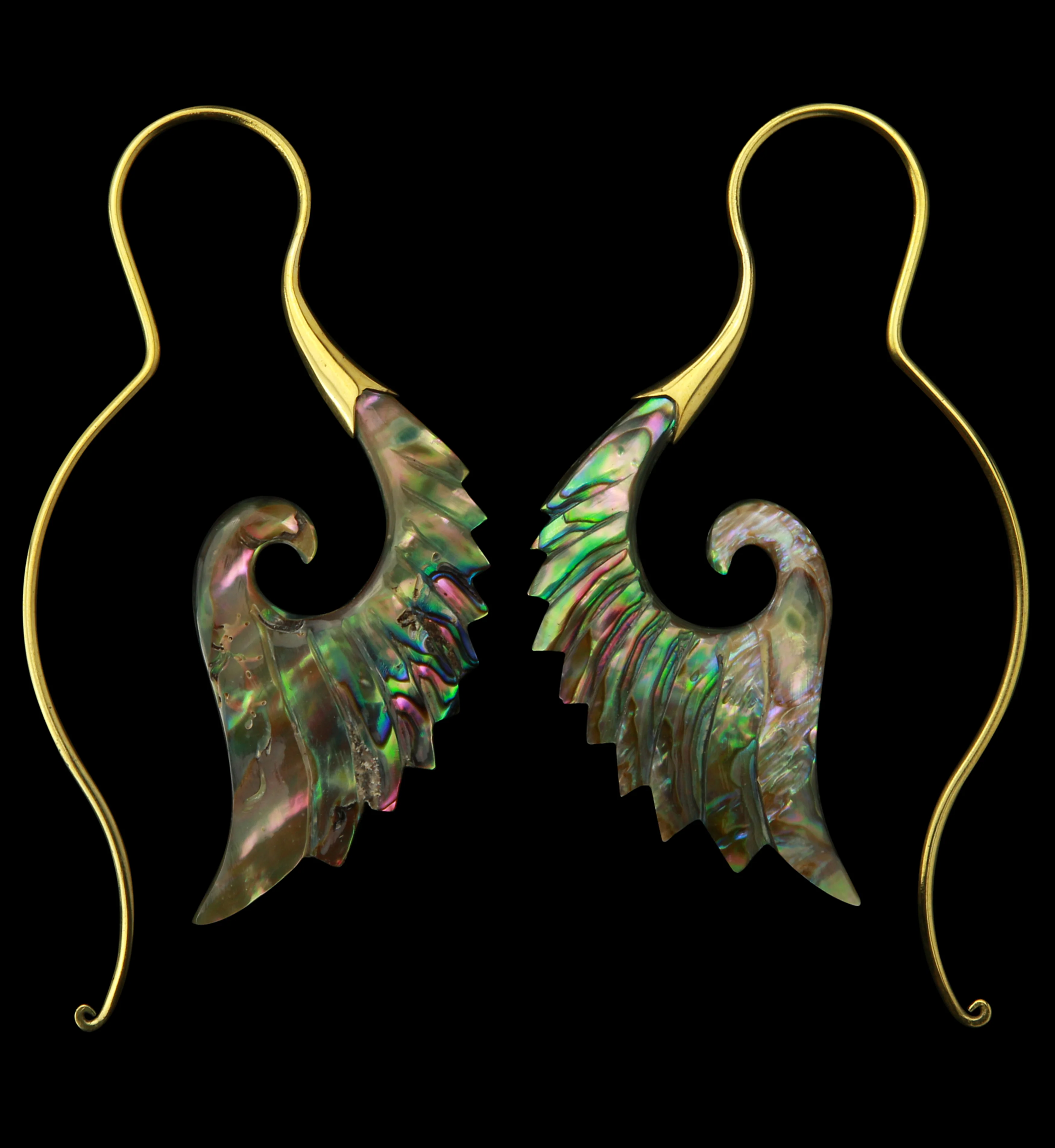 18G Cherub Wing Brass Abalone Hangers / Earrings - Mrs Treak