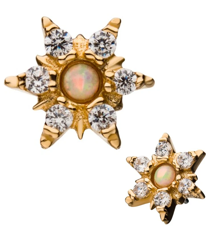 14kt Gold Star CZ & Opalite Threadless Top - Mrs Treak