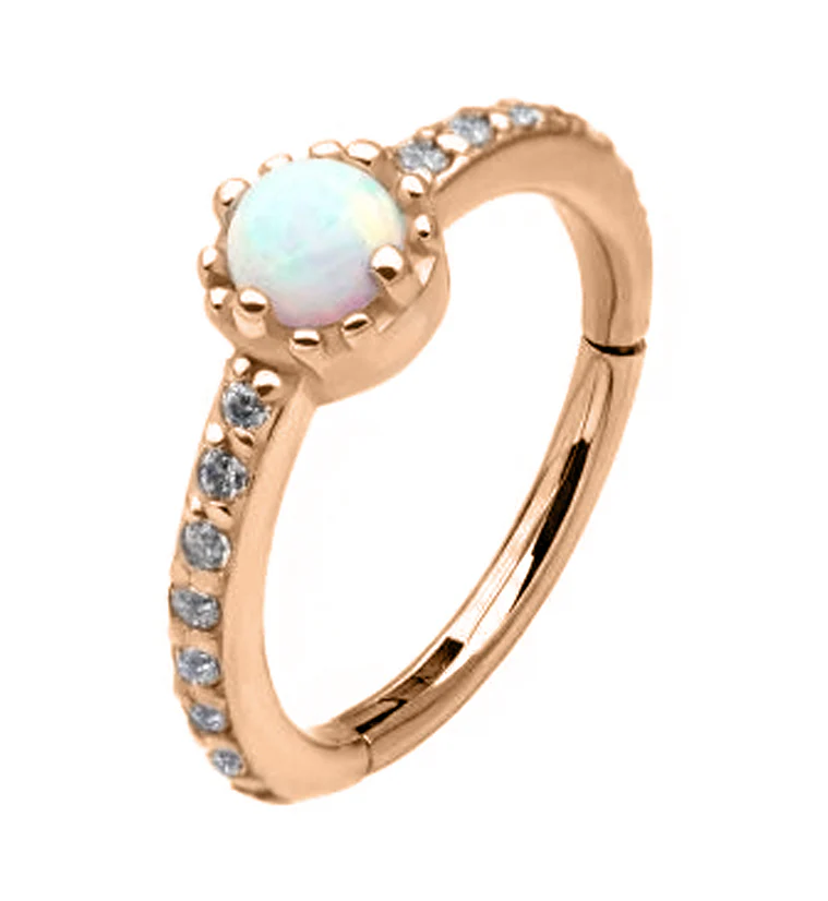 Rose Gold PVD Center Opal Hinged Segment Ring - Mrs Treak