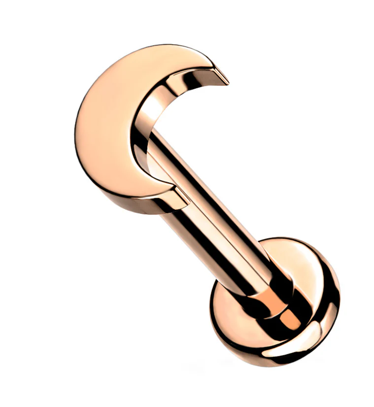 Rose Gold PVD Half Moon Internally Threaded Titanium Labret - Mrs Treak