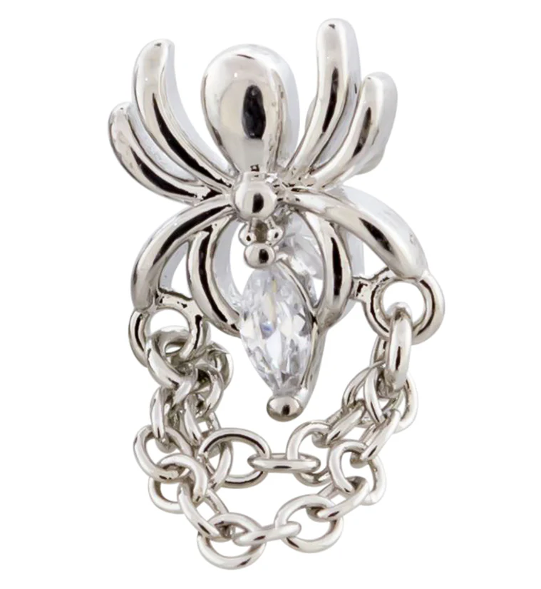 Chained Spider CZ Cartilage Barbell - Mrs Treak