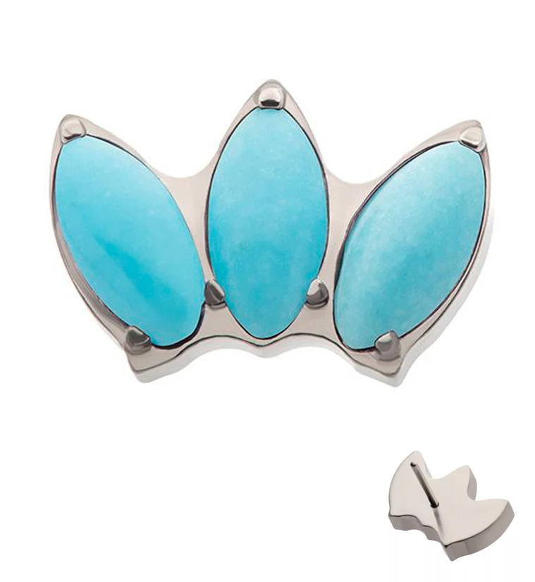 Empress Triple Turquoise Stone Threadless Titanium Top - Mrs Treak