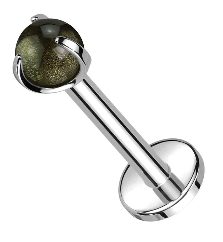 Claw Obsidian Stone Internally Threaded Titanium Labret - Mrs Treak