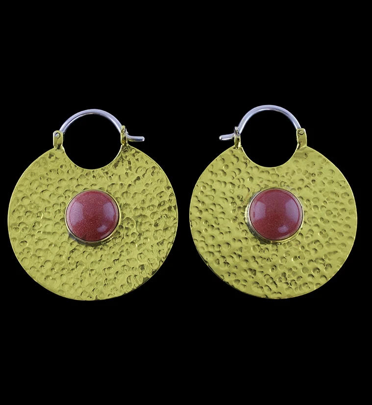 14G Mini Disk Goldstone Brass Hangers - Mrs Treak