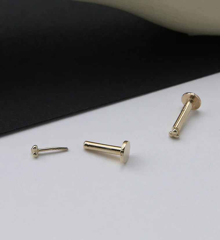 14kt Gold Triad Ball Threadless Labret - Mrs Treak