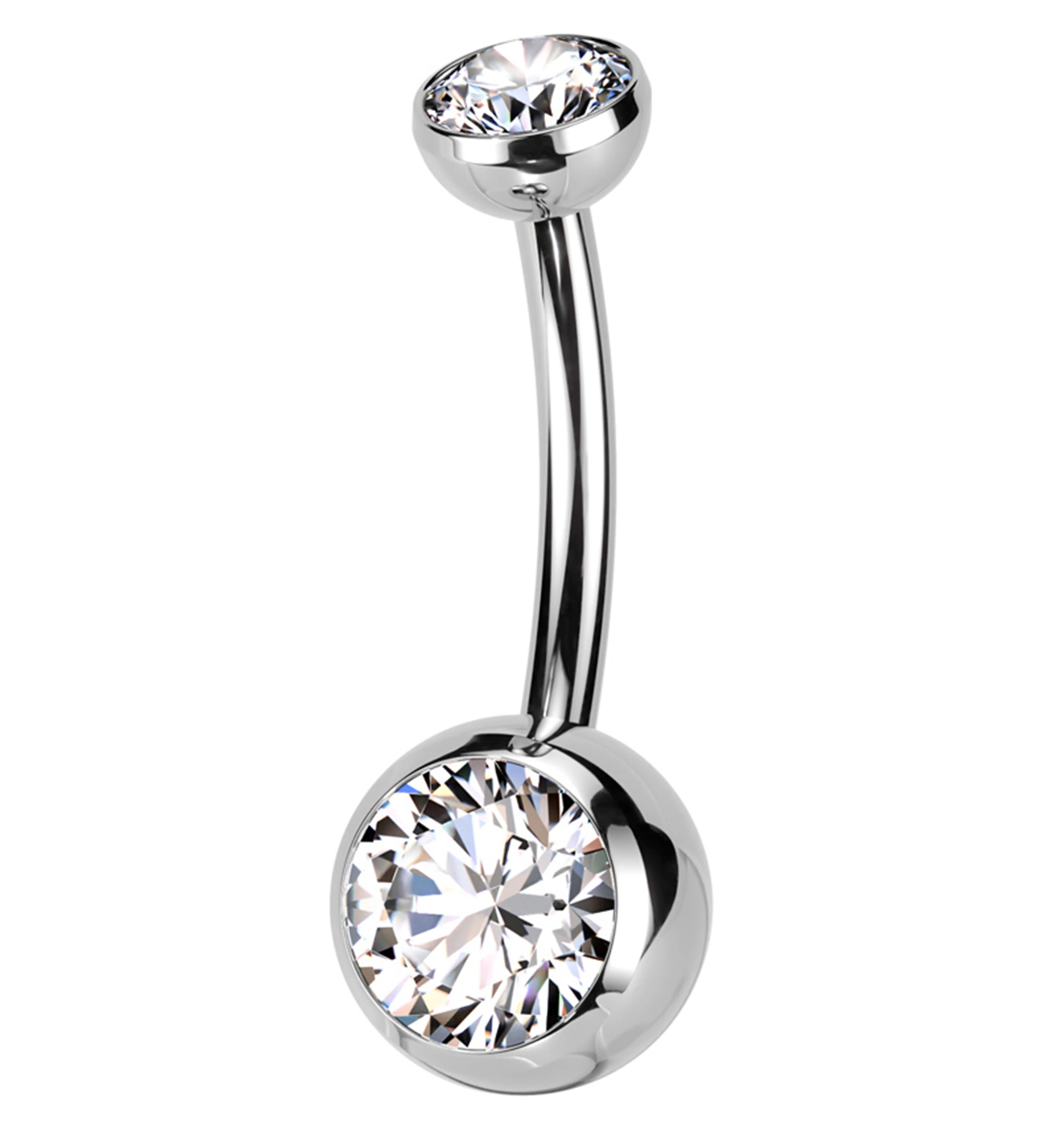 Bezel Clear CZ Titanium Threadless Belly Button Ring - Mrs Treak