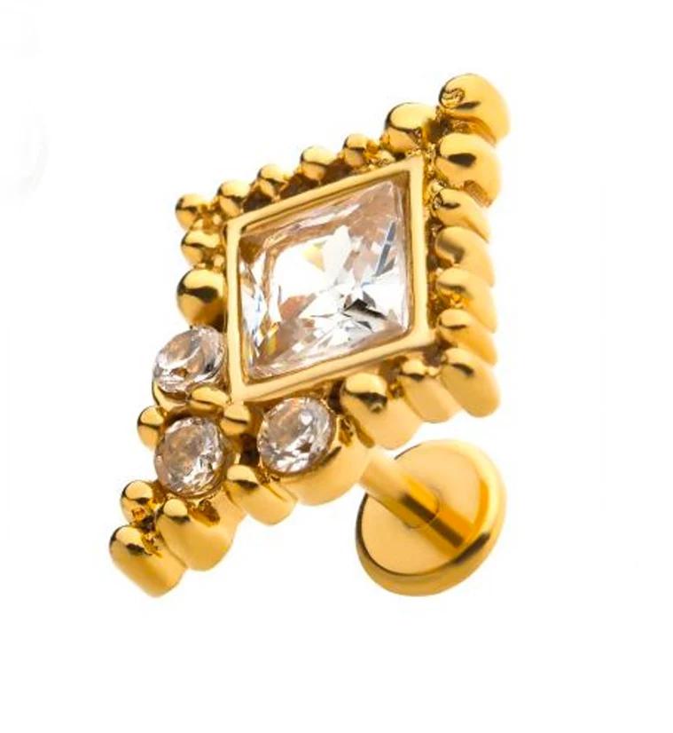 18G Gold PVD Flexure CZ Labret - Mrs Treak
