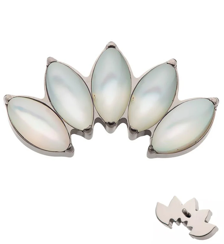 Half Crown White MOP Internally Threaded Titanium Top - Mrs Treak