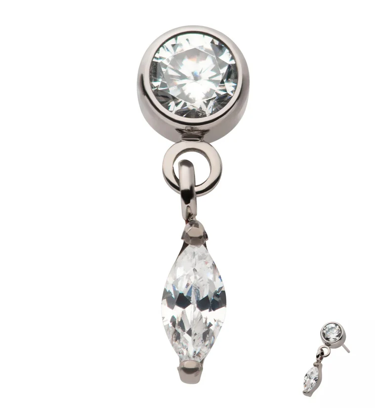 Dangle Marquise CZ Threadless Titanium Top - Mrs Treak