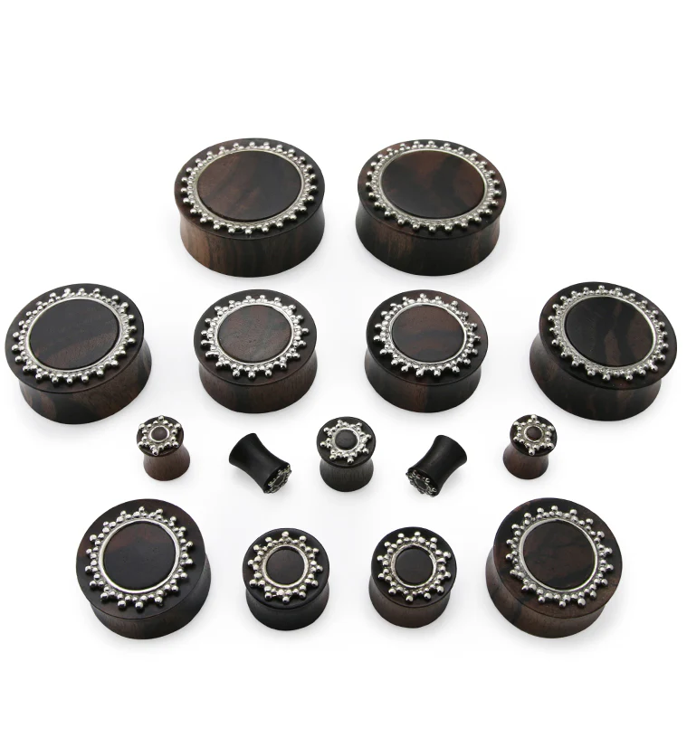 Adorn White Brass Inlay Areng Wood Plugs - Mrs Treak