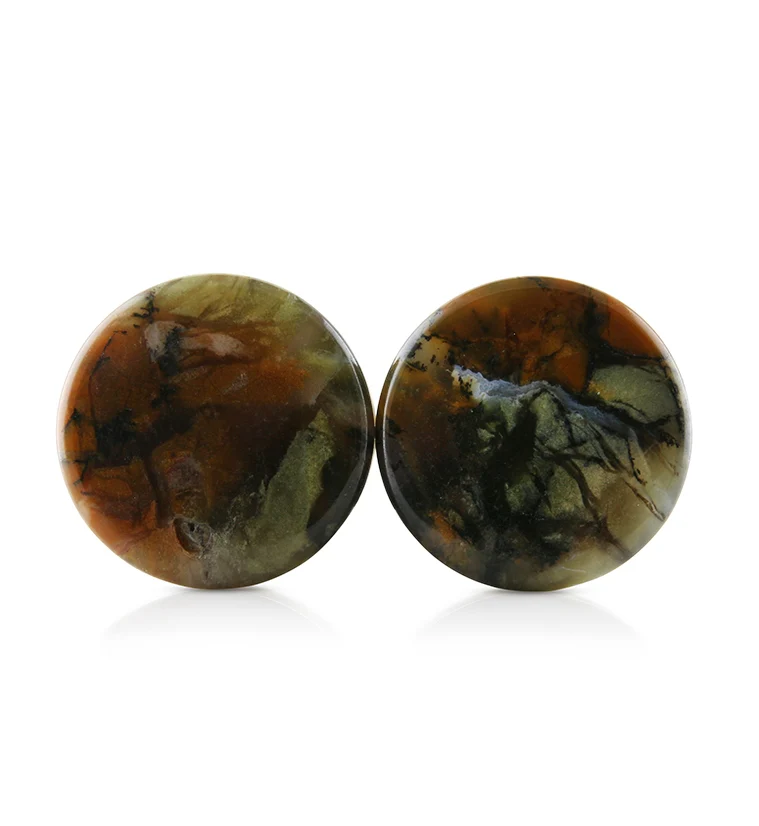 Amethyst Sage Dendritic Chalcedony Stone Plugs 3-4