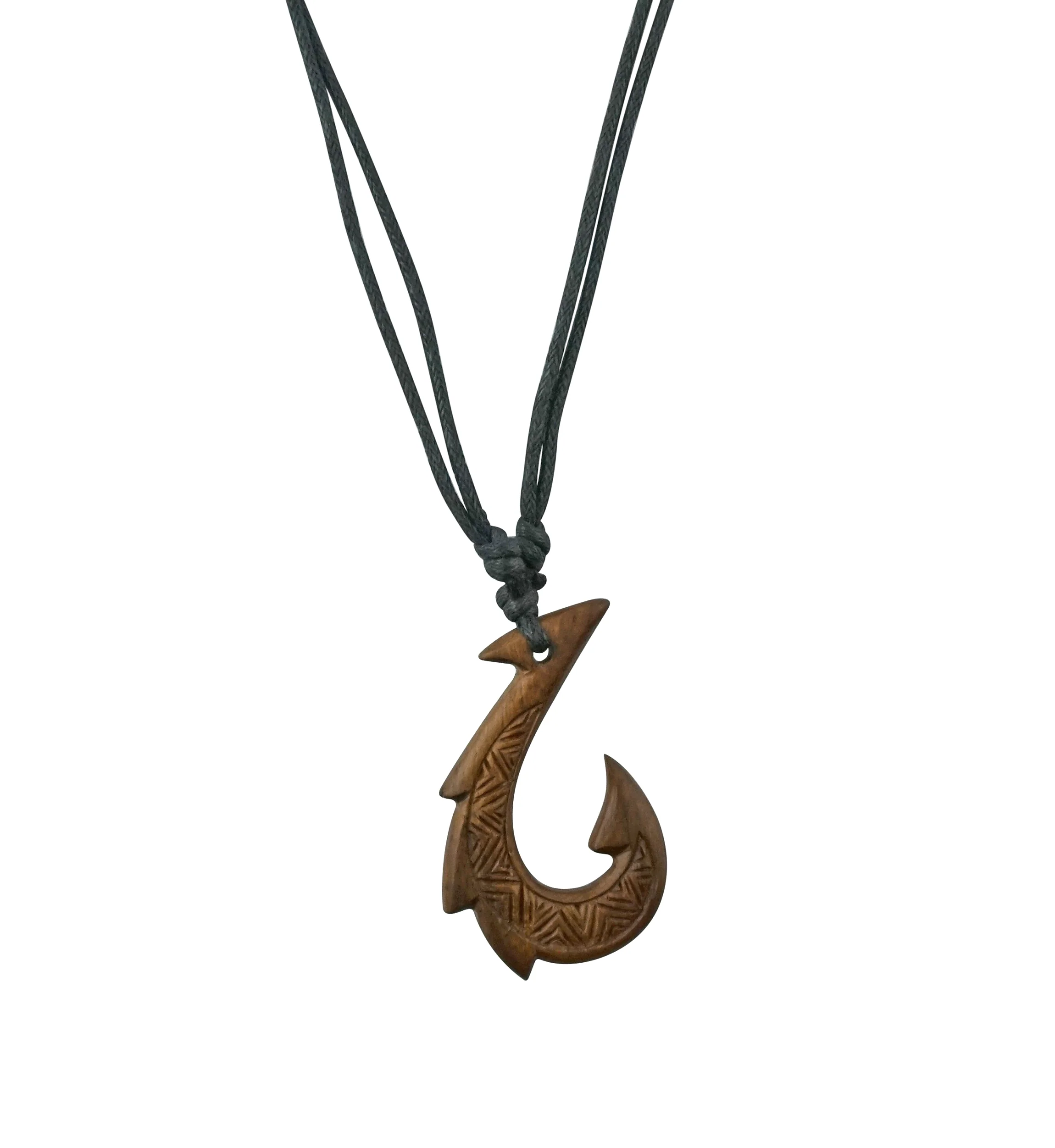 Sea Hook Wood Pendant Necklace - Mrs Treak
