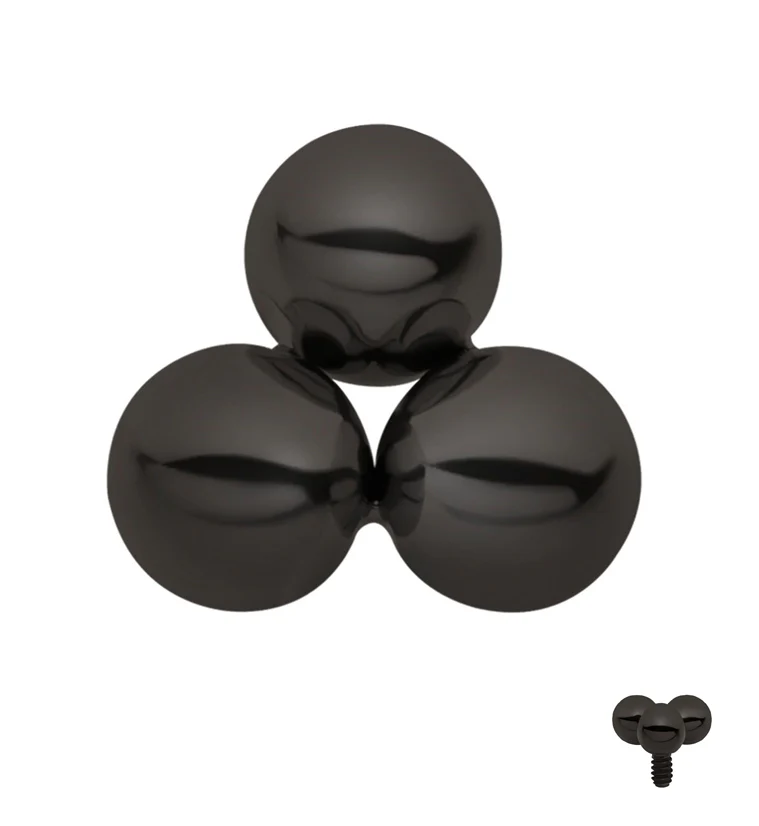 Black PVD Trinity Bead Internally Threaded Titanium Top - Mrs Treak
