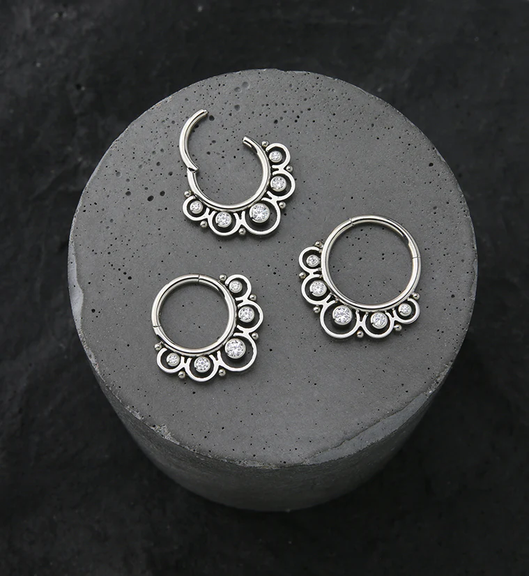 Frill CZ Titanium Hinged Segment Ring - Mrs Treak