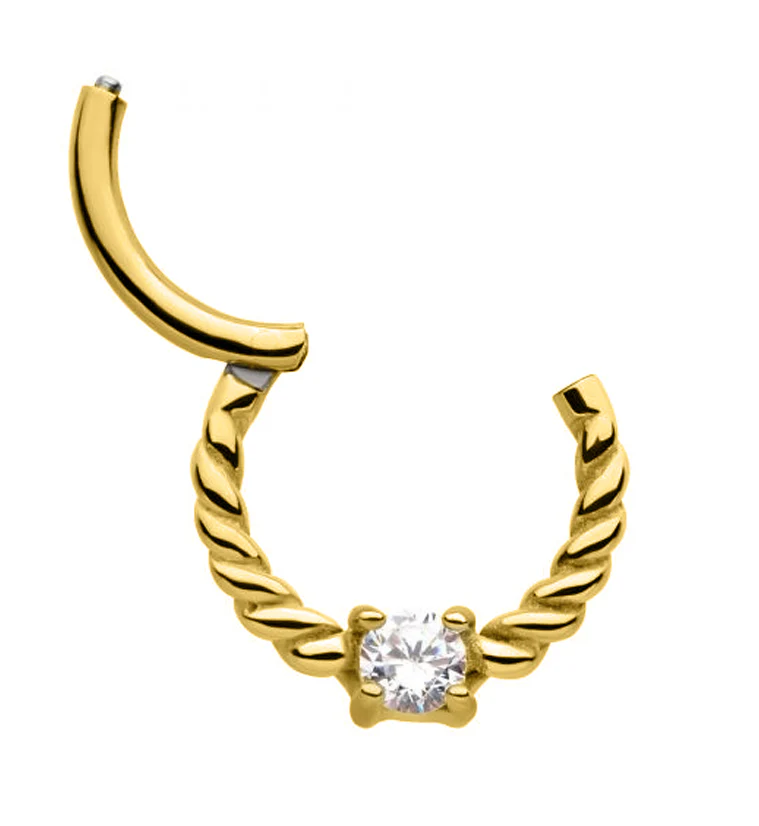 Gold PVD Coil Hinged Segment Ring - Mrs Treak