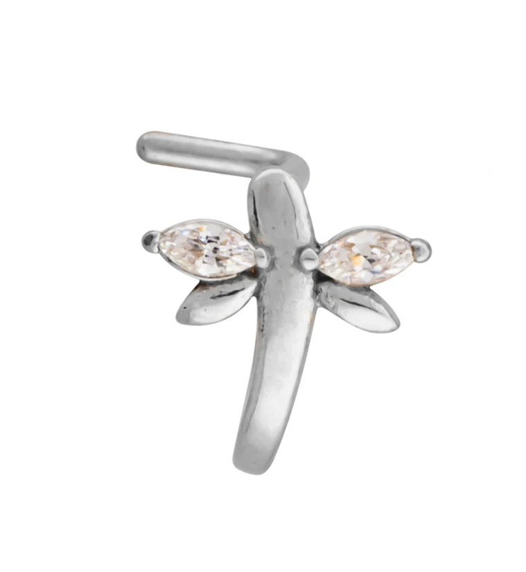 18G Dragonfly CZ Nose Curve - Mrs Treak