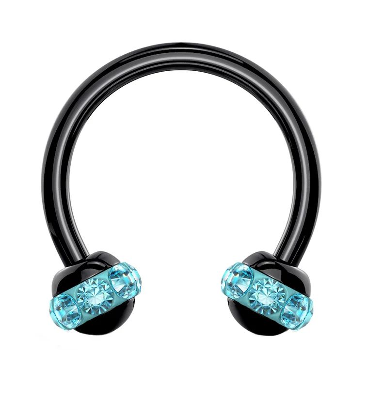 Aqua Gem Orb Black Circular Barbell - Mrs Treak