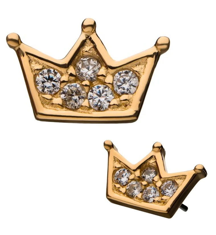 14kt Gold Crown CZ Threadless Top - Mrs Treak