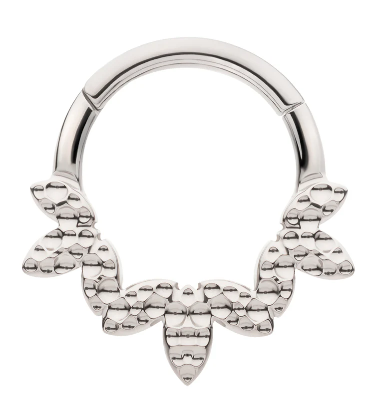 Hammered Marquise Titanium Hinged Segment Ring - Mrs Treak