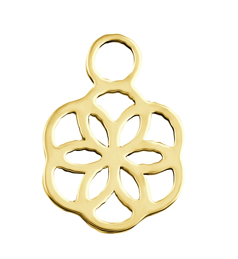 Gold PVD Flower Of Life Stainless Steel Charm - Mrs Treak