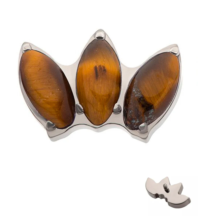 Empress Triple Tiger Eye Stone Internally Threaded Titanium Top - Mrs Treak