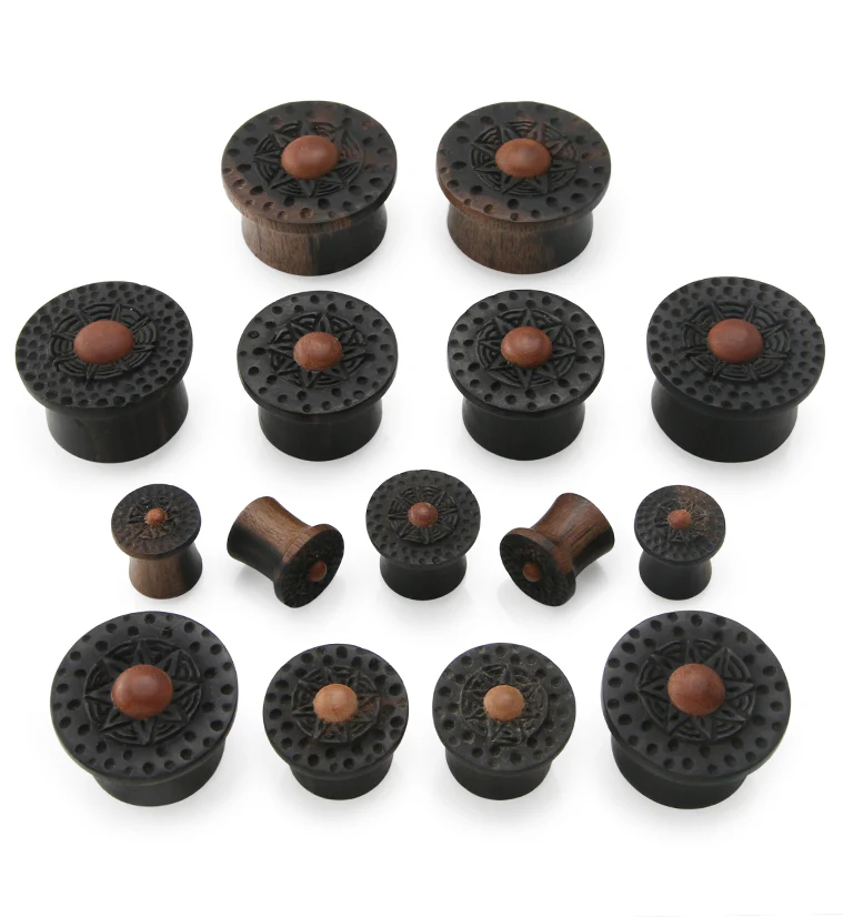 Red Sol Hammered Areng Wood Mayan Flare Plugs - Mrs Treak