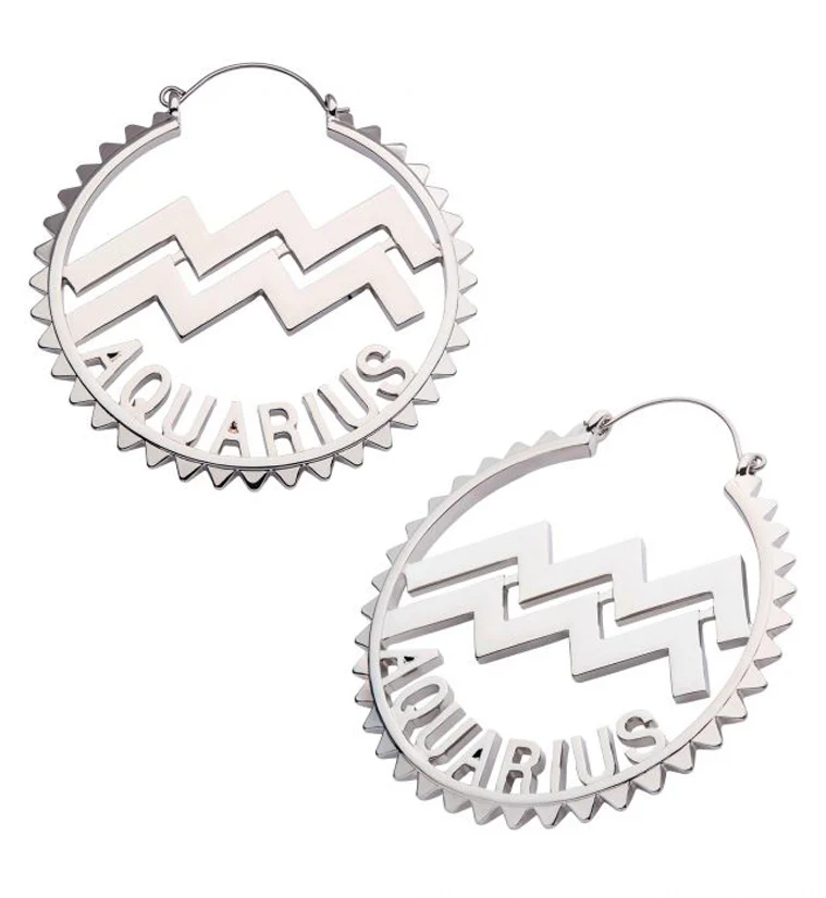 Aquarius Sign Plug Hoops - Mrs Treak