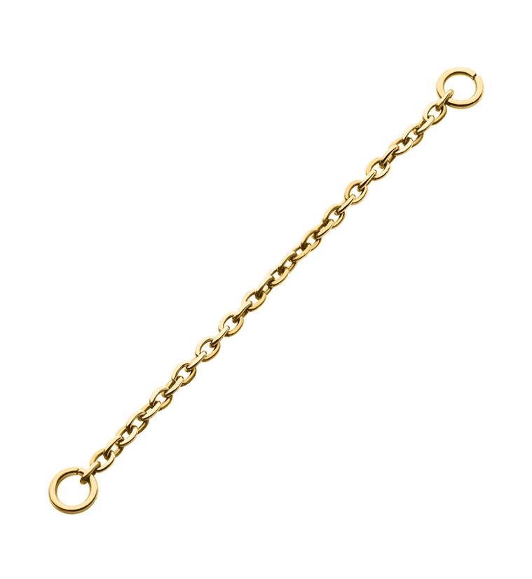 24kt Gold PVD Rolo Titanium Nose & Cartilage Piercing Chain - Mrs Treak
