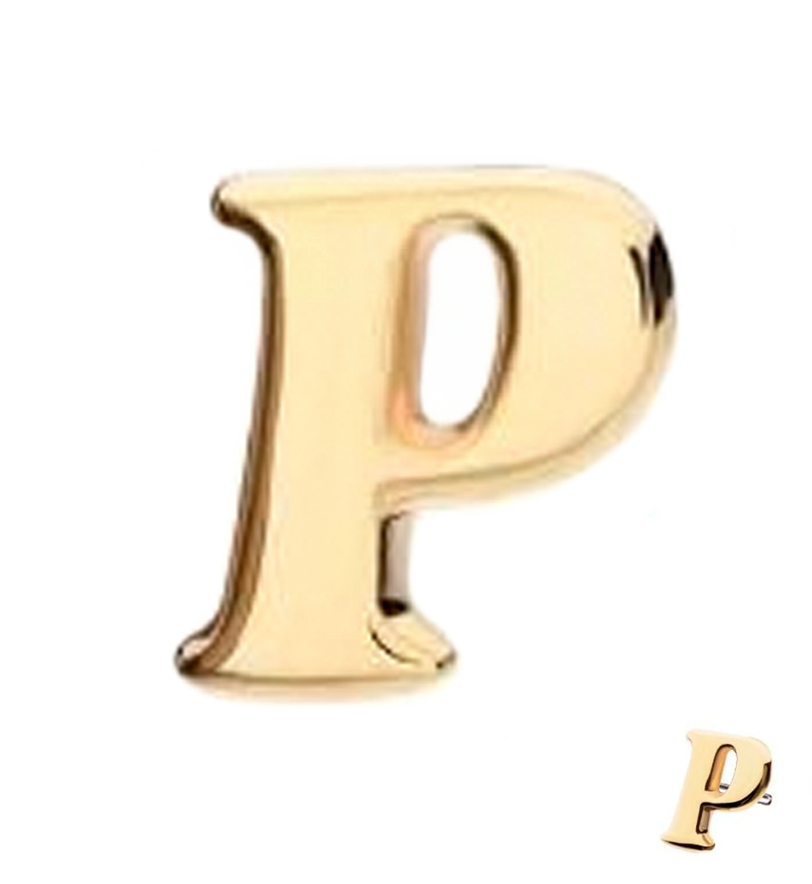 14kt Gold Letter P Threadless Top - Mrs Treak