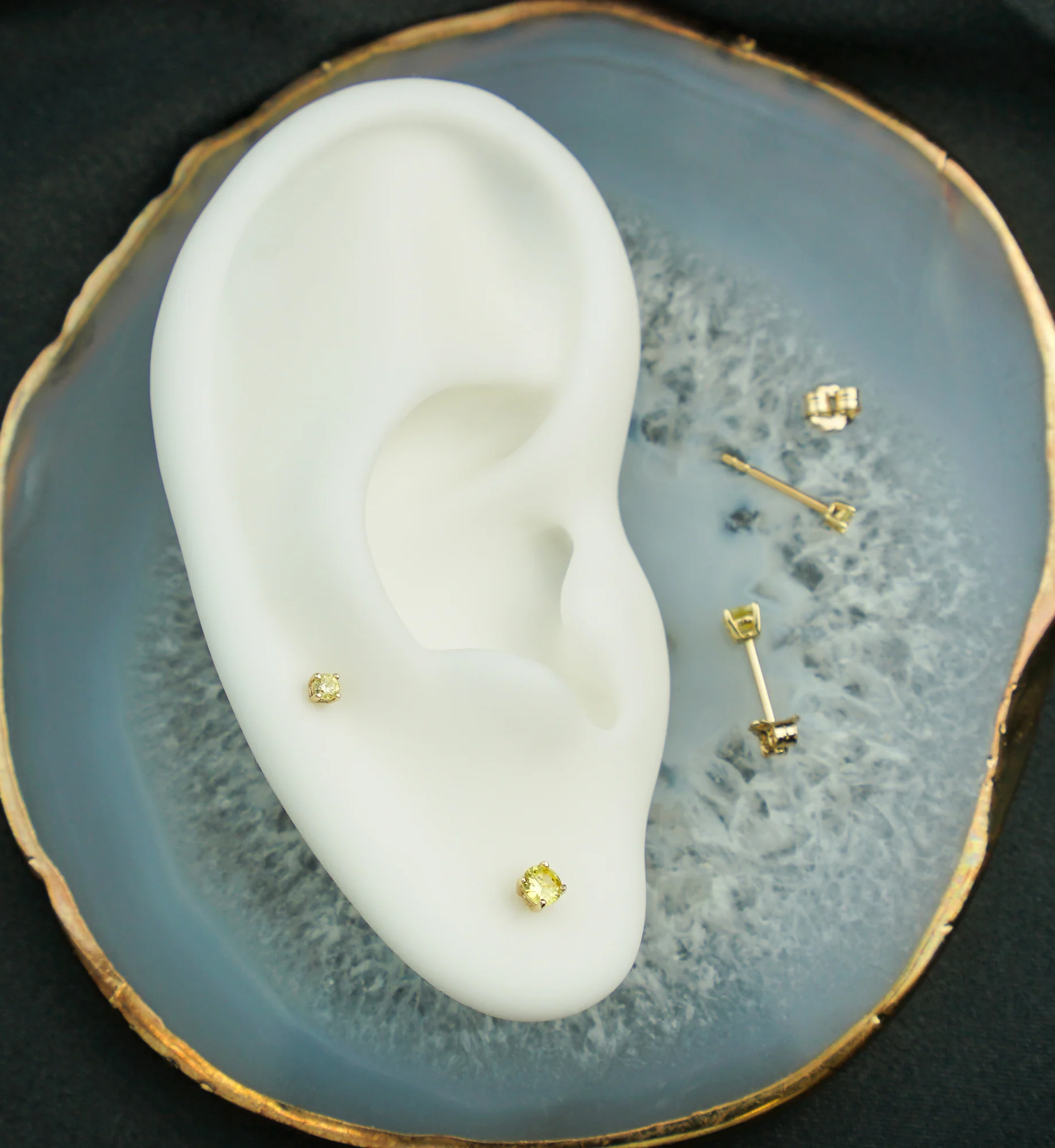 14kt Gold November Birthstone Topaz CZ Stud Earrings - Mrs Treak