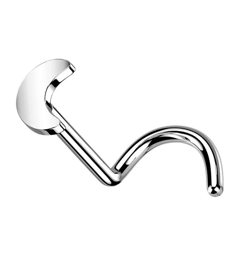 Half Moon Titanium Threadless Nose Screw Ring - Mrs Treak