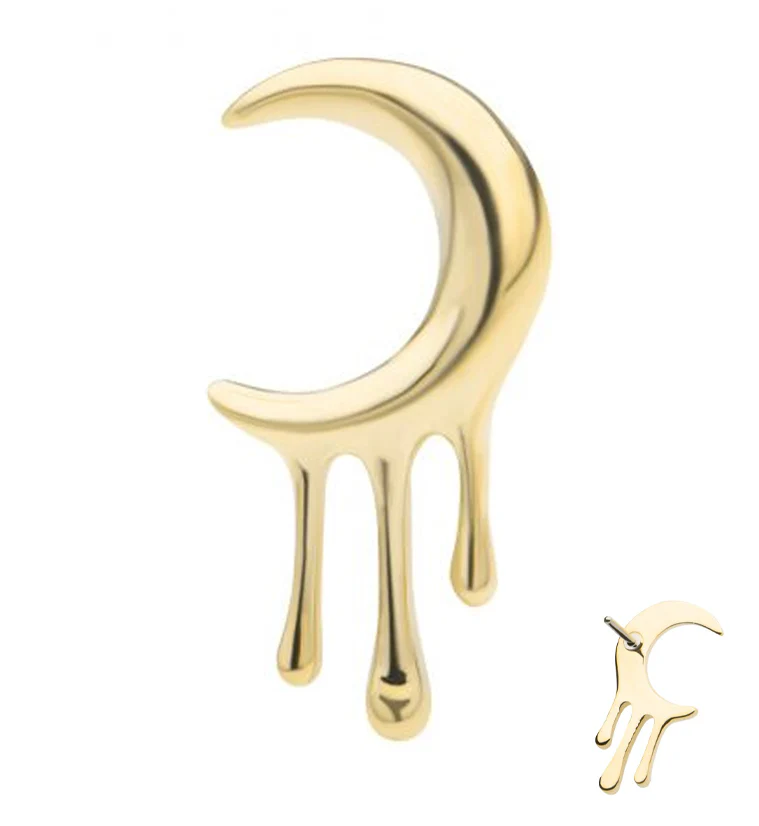 14kt Gold Crescent Moon Drip Threadless Top - Mrs Treak