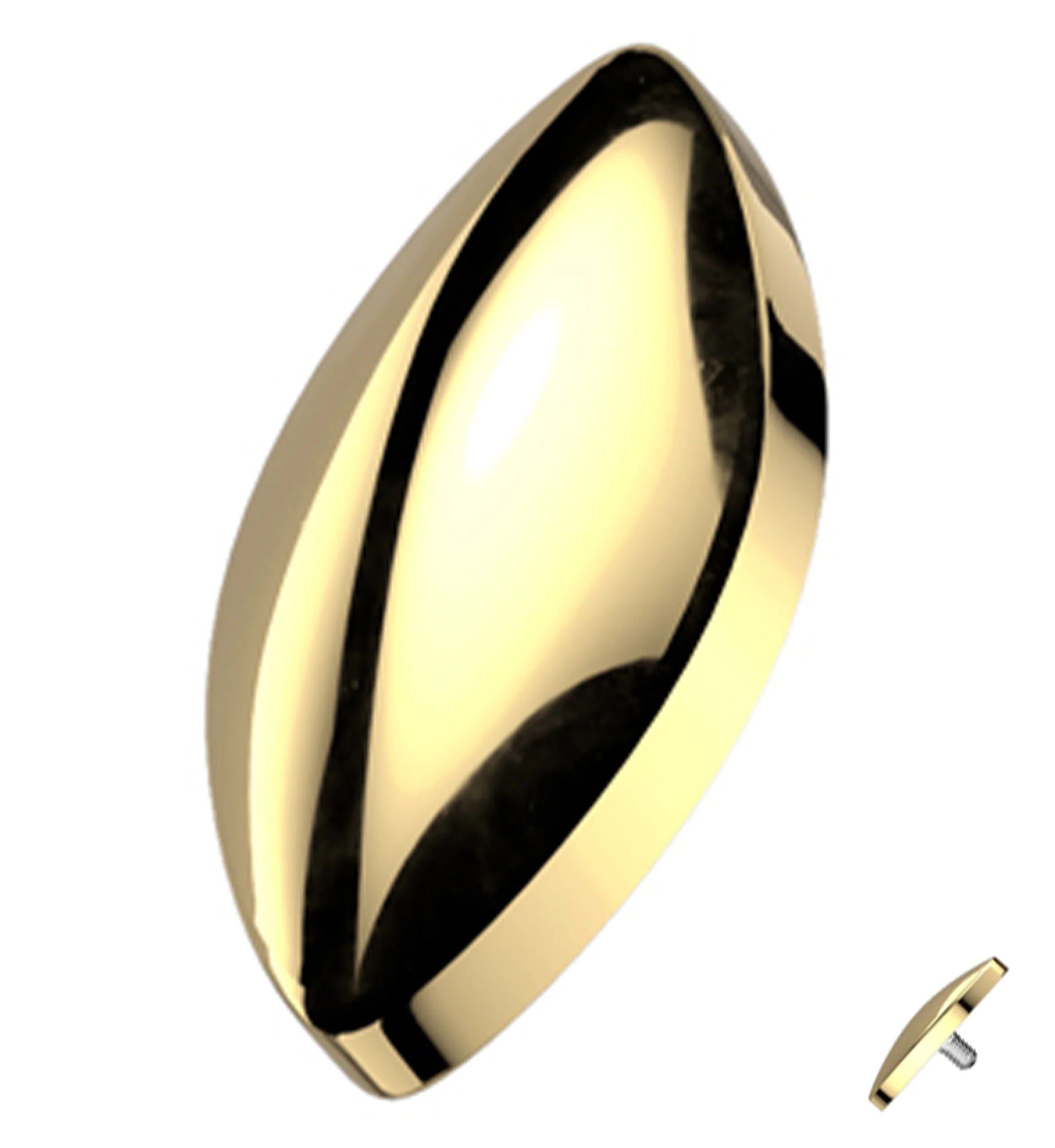 Gold PVD Marquise Titanium Internally Threaded Top - Mrs Treak