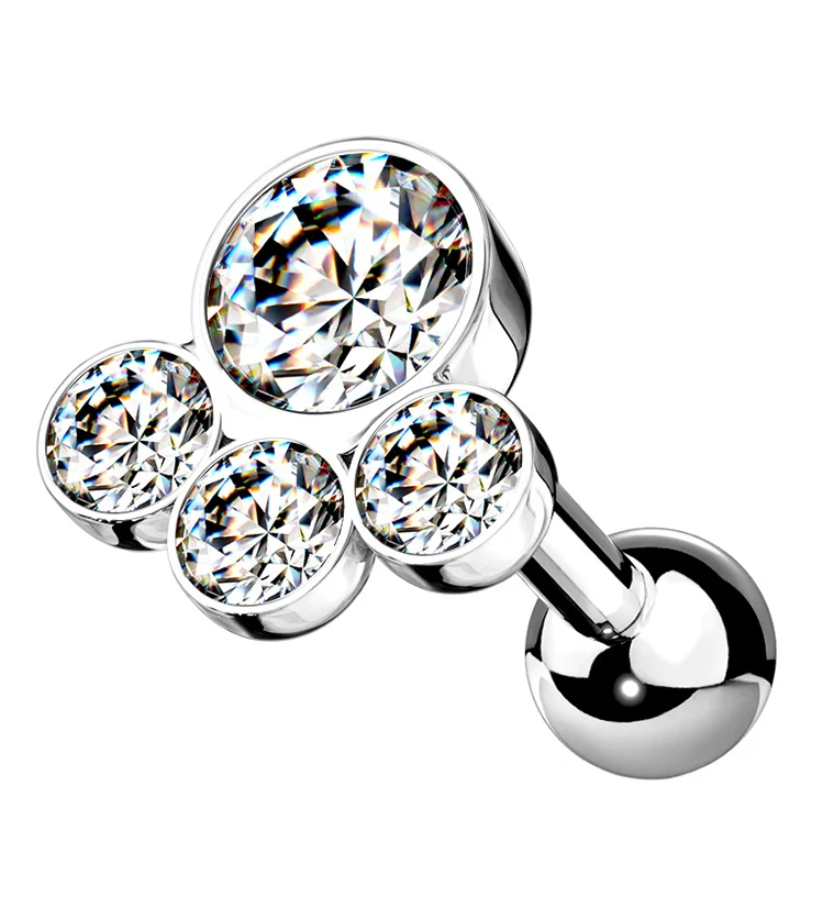 Quad Cluster lear Gem Cartilage Barbell - Mrs Treak