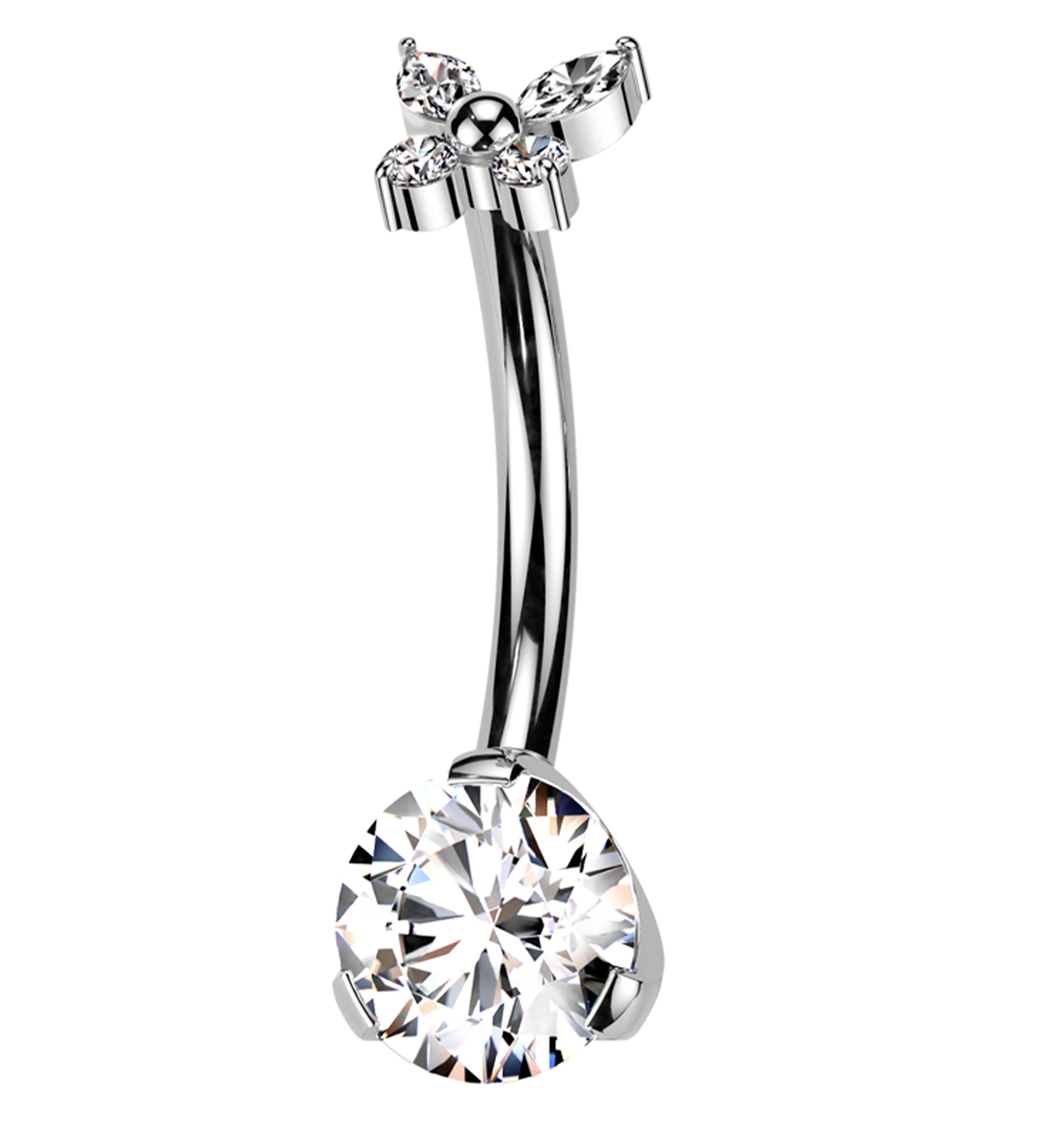 Butterfly Clear CZ Titanium Threadless Belly Button Ring - Mrs Treak