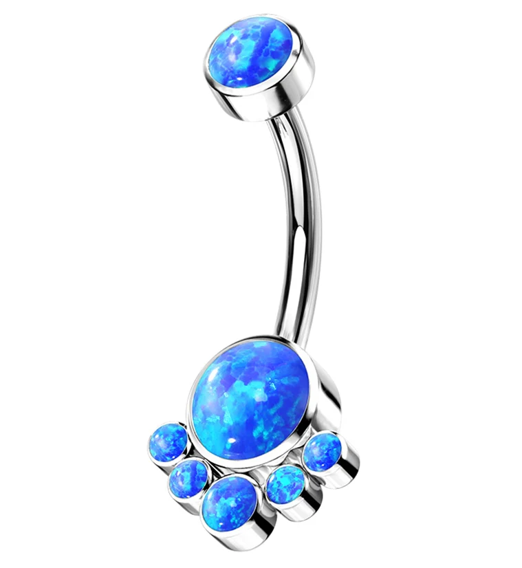 Blue Opalite Cluster Titanium Belly Button Ring - Mrs Treak