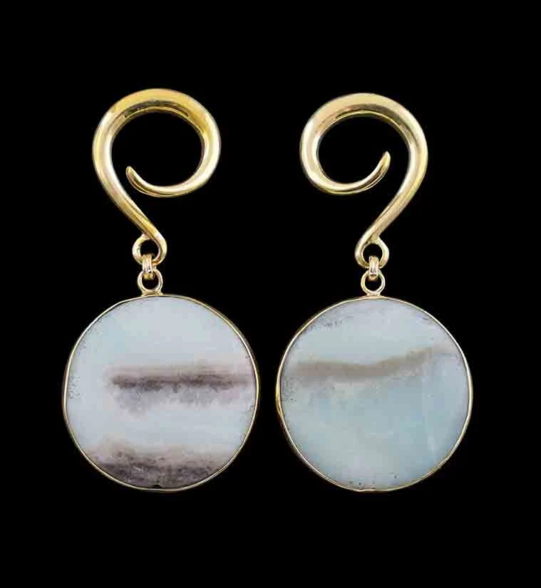 Grand Amazonite Stone Hanging Ear Weights - Mrs Treak