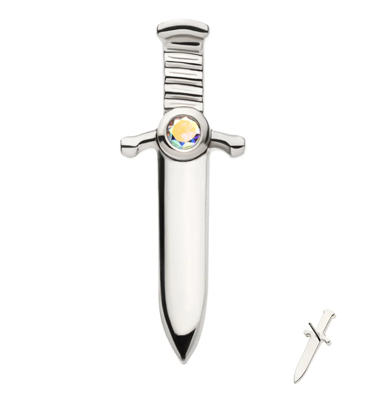 Blade Rainbow Aurora CZ Threadless Titanium Top - Mrs Treak