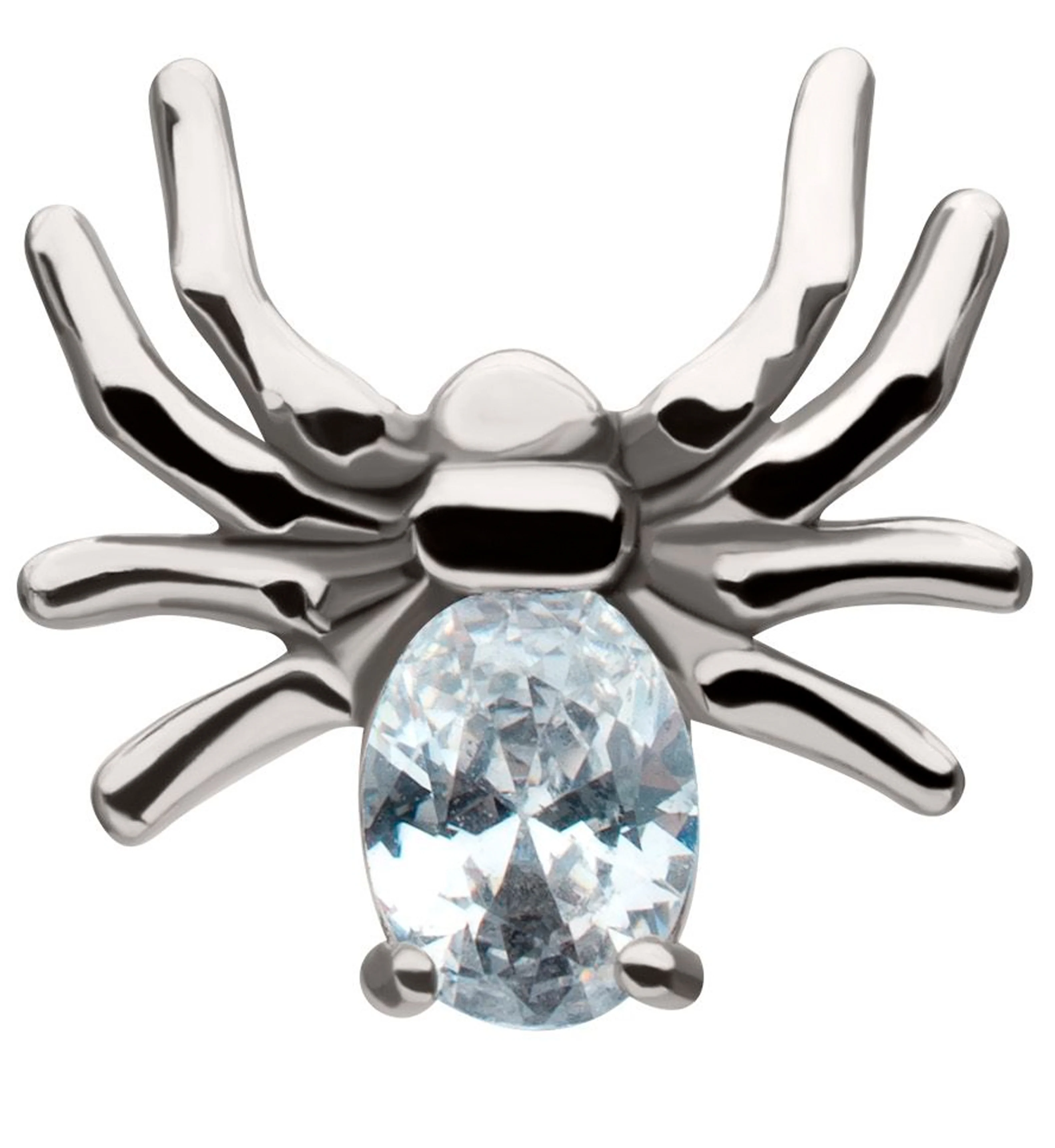 Spider Clear CZ Stainless Steel Internally Threaded Labret - Mrs Treak