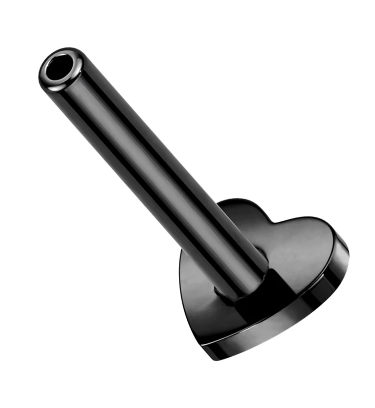 Black PVD Heart Internally Threaded Titanium Flat Back Labret (Post Only) - Mrs Treak