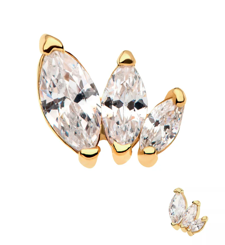 14kt Gold Cascade CZ Threadless Top - Mrs Treak