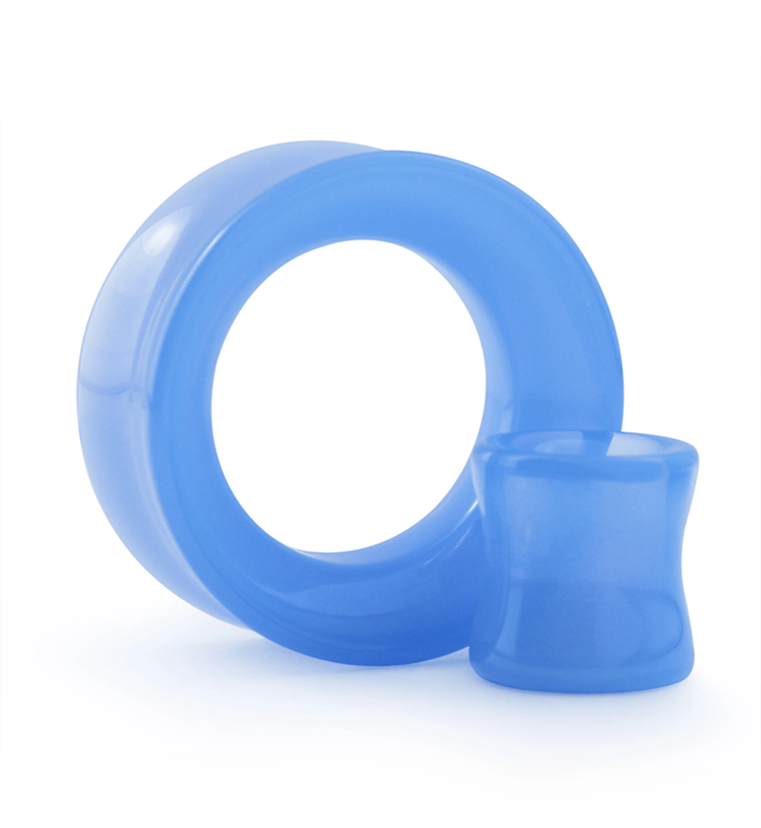 Periwinkle Glass Double Flare Tunnel Plugs - Mrs Treak