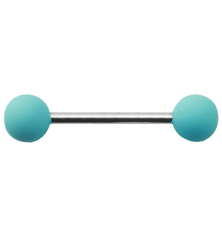 Double Blue Silicon Ball Stainless Steel Barbell - Mrs Treak