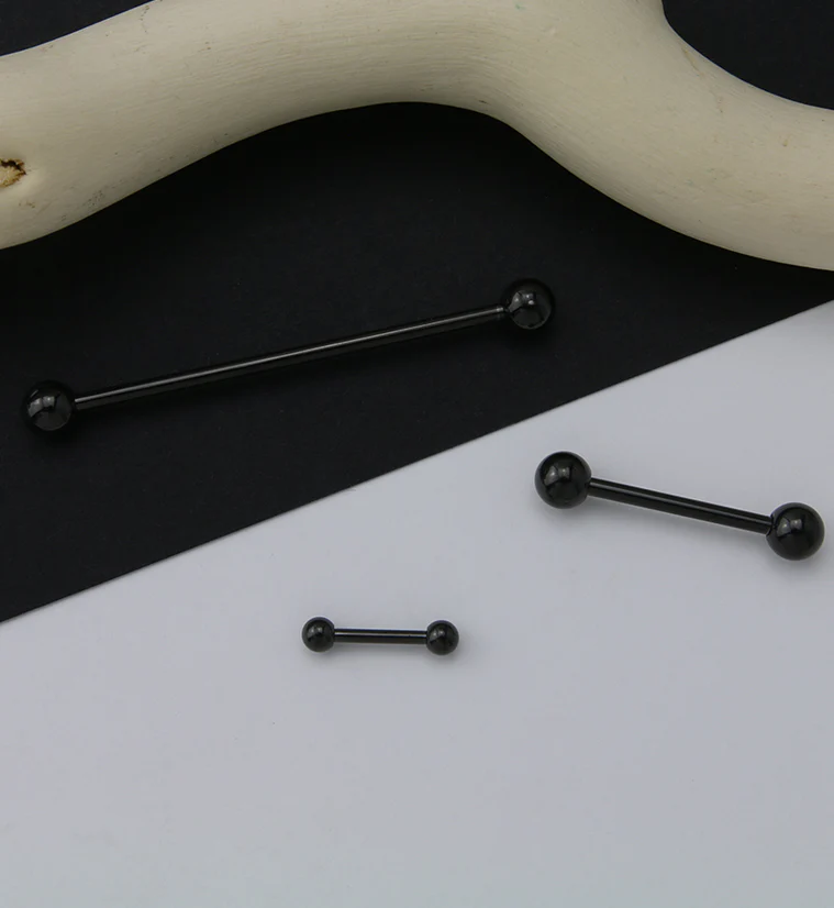 Black PVD Double Ball Titanium Barbell - Mrs Treak