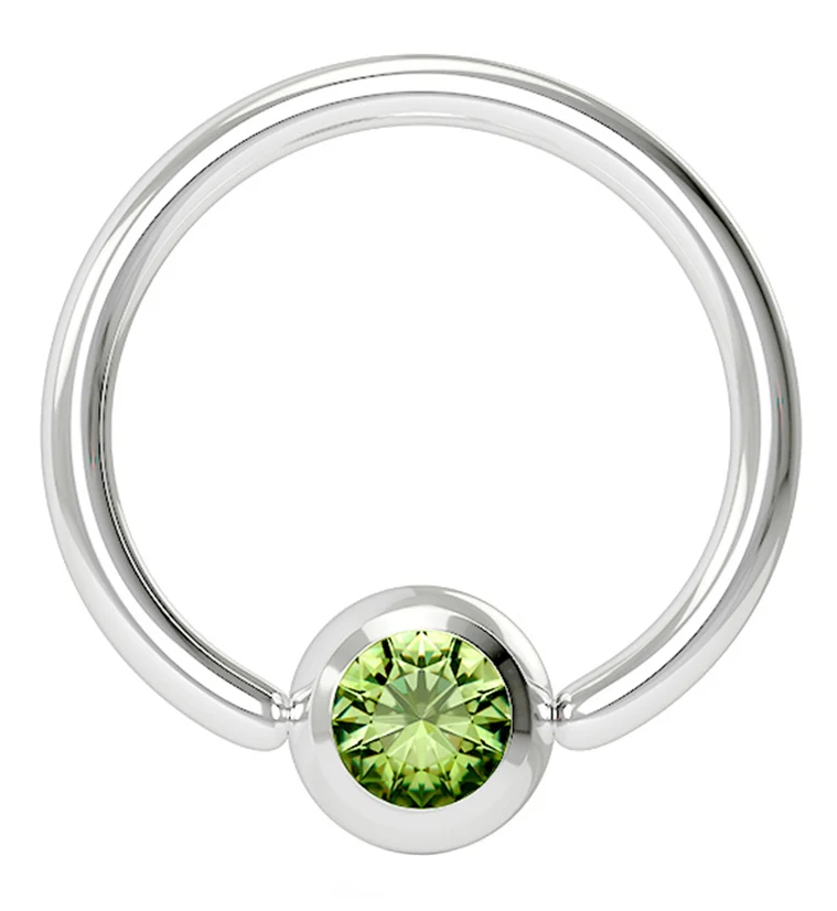 Green Gem Captive Ring Stainless Steel - Mrs Treak