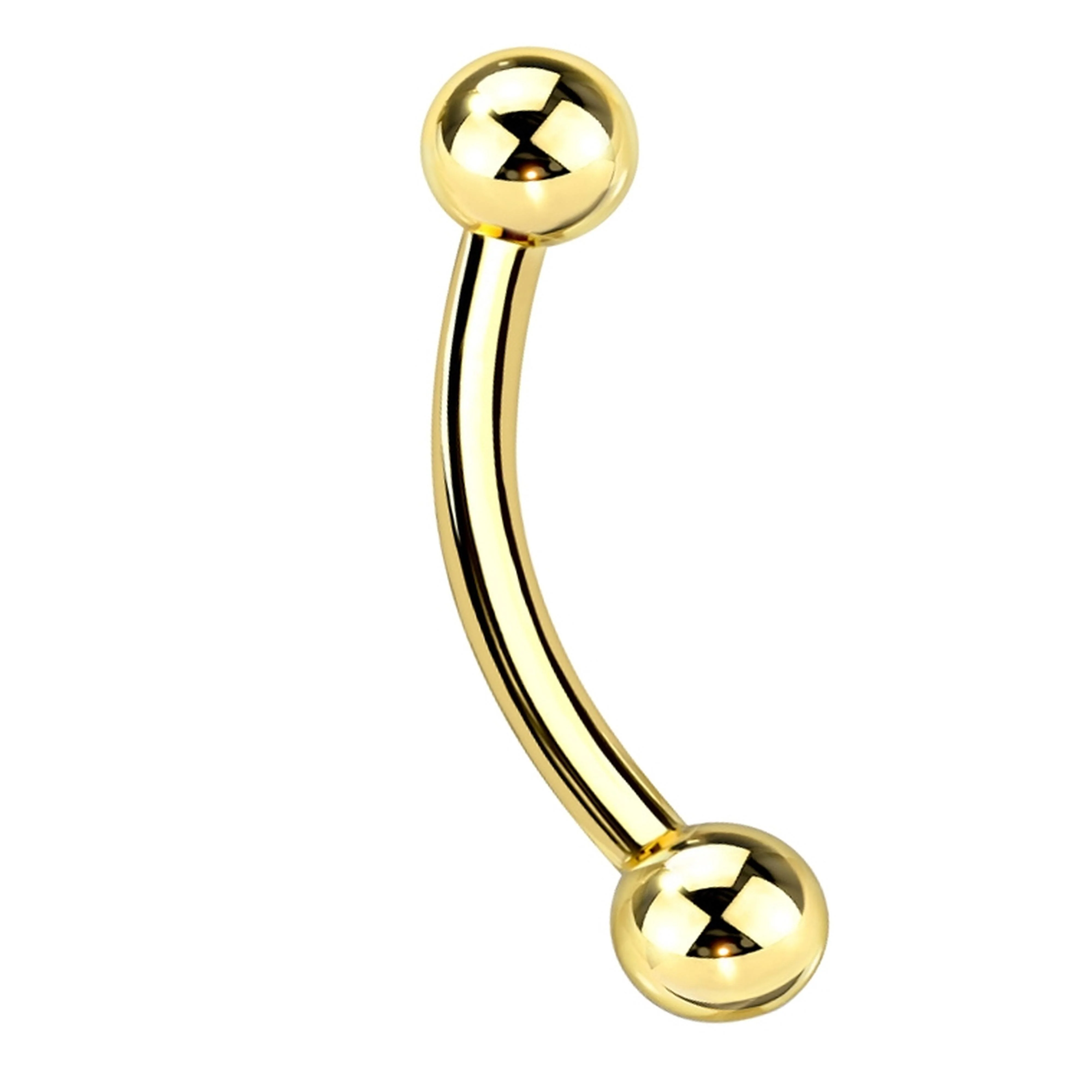 16G Gold PVD Titanium Curved Barbell (External Threading) - Mrs Treak
