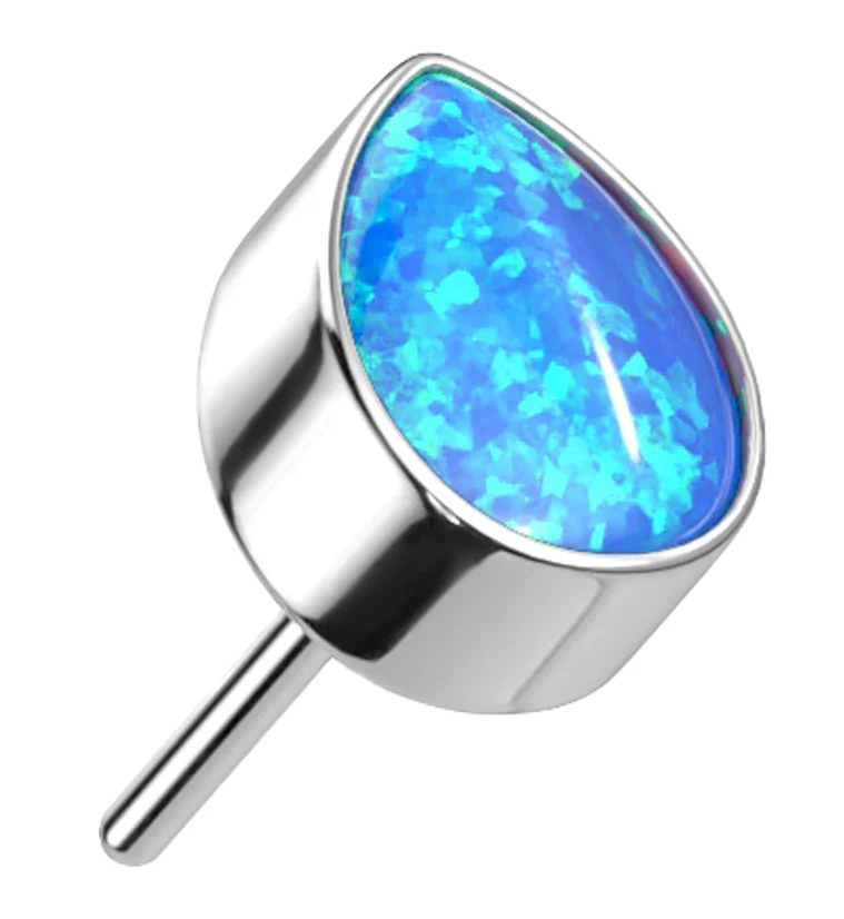 Teardrop Blue Opalite Threadless Titanium Top - Mrs Treak