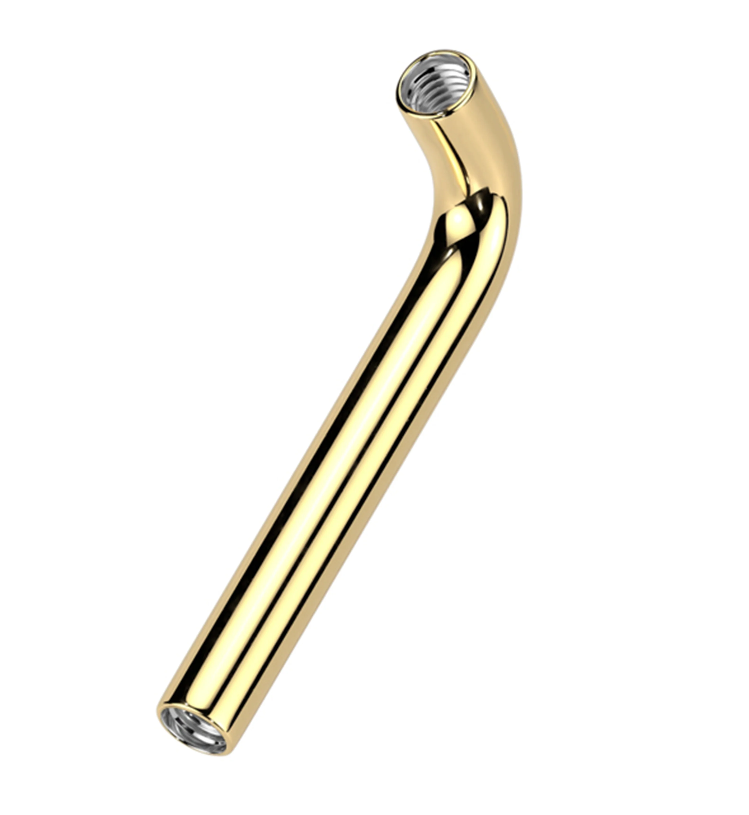 Gold PVD Vertical Clitoral Hood Internally Threaded Titanium Barbell (Barbell Only) - Mrs Treak