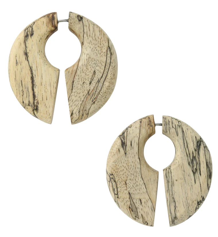 Keyhole Tamarind Wood Fake Gauge Earrings - Mrs Treak