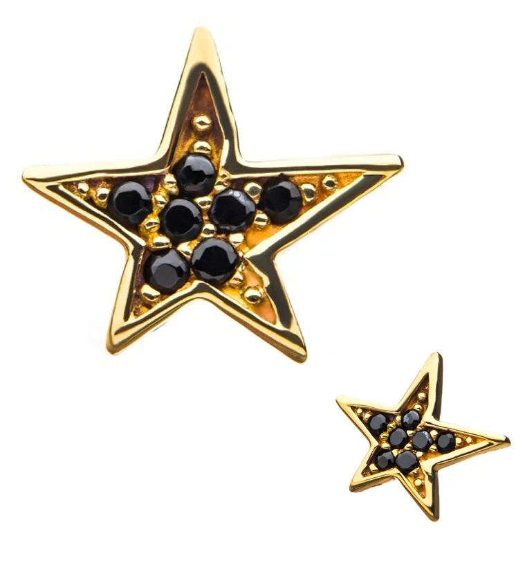 14kt Star Black Gem Threadless Top - Mrs Treak